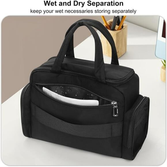 Large Travel Toiletry Bag for Women Makeup Organizer Cosmetic Pouch Black - Picture 4 of 7